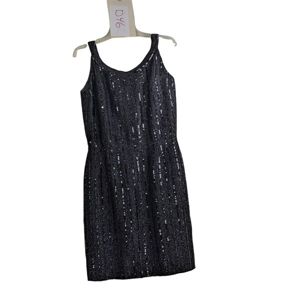 Vintage Judith Imports Black Sequined Sleeveless Dress Made In France Size 42 - Picture 13 of 13